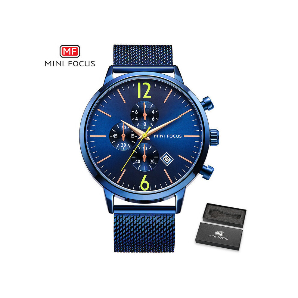 MINI FOCUS Quartz Mens Watches Top Chronograph Auto Date Multifunction Mesh Strap Wristwatch Man-image-OPC-PBT9Z8K-NEW