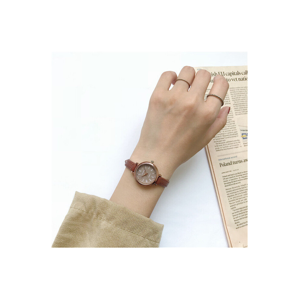 Vintage Literary Ladies Quartz Watch Brown Brown Thin Small Leather Strap Ladies Bracelet Watch Relogio Feminino-image-OPC-PBTB5Q9-NEW
