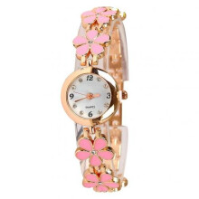 Women Watches Rhinestone Flower Round Dial Analog Quartz Bracelet Watch Gift Ladies Vintage Bracelet Wristwatches