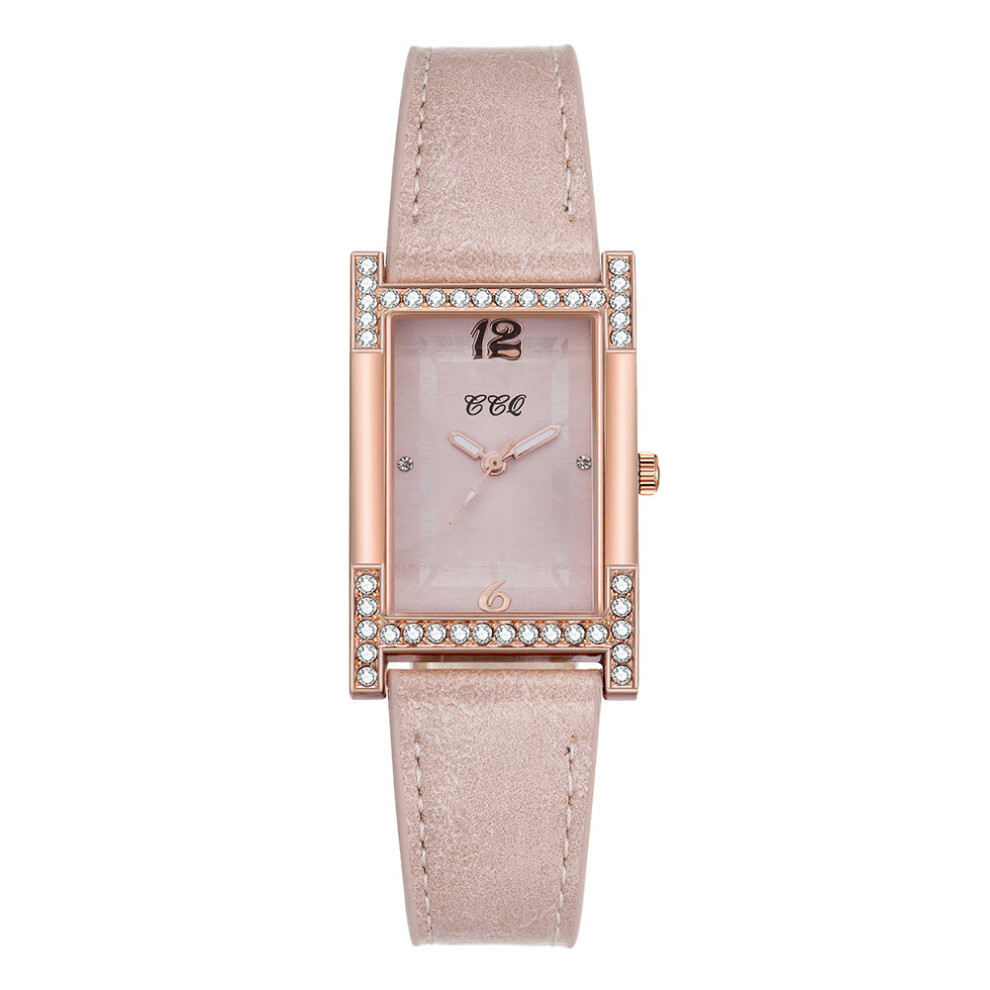 Couples Bracelet Watches Leather Rhinestone Ladies Clock Casual Female Square WristWatch Women Dress Quartz Crystal Watch-image-OPC-PBTB682-NEW