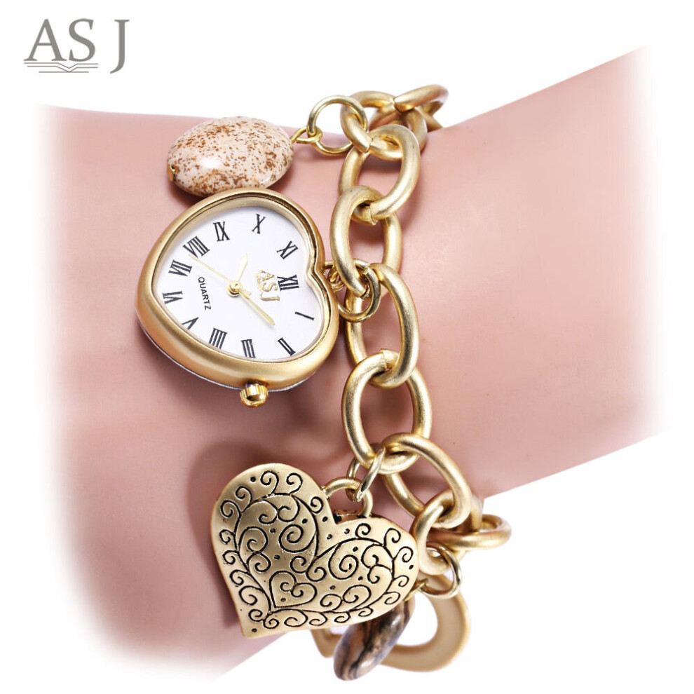 Women Quartz Watch Heart Pendant Chain Band Bracelet Watch-image-OPC-PBTB79S-NEW