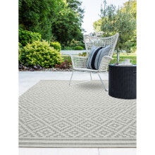 (Diamond Grey, X-Large 200x290 cm (6'7"x9'6")) Patio Outdoor Rug for Garden, Balcony, Picnic, Trellis, Living Room, Kitchen Backyard Flatweave Rug