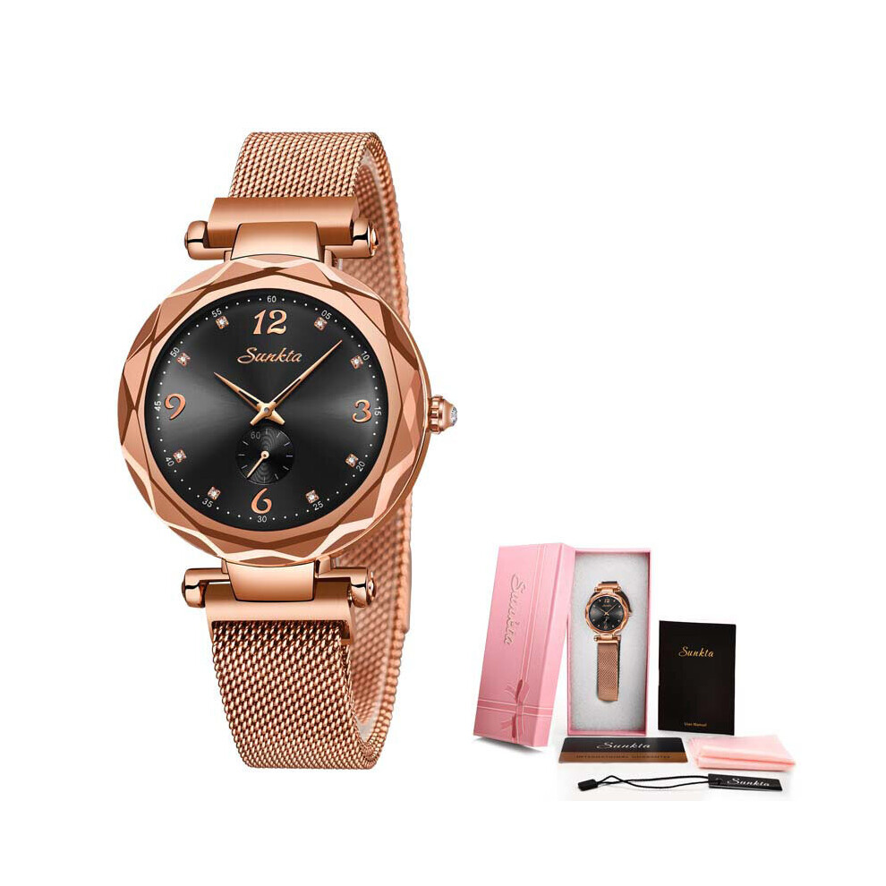 Montre Femme 2019SUNKTA Ladies Watch Women Quartz Watches Mesh Magnet Women's Bracelet Watches Female Clock Relogio Feminino+Box-image-OPC-PBTB9KN-NEW