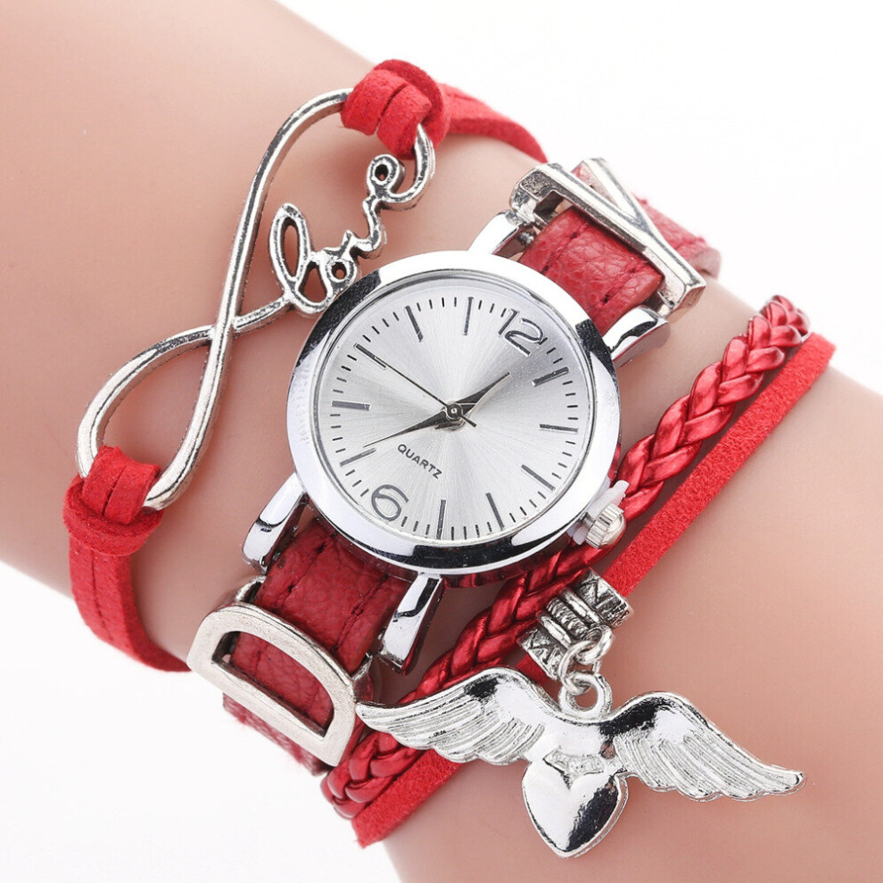 Duoya Watches For Women Silver Heart Pendant Leather Belt Quartz Clock Ladies Wrist Watch Bracelet Zegarek Damski-image-OPC-PBTBBF2-NEW