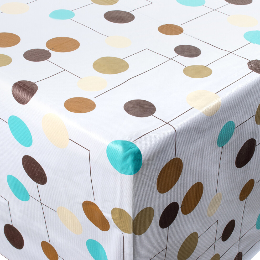 (Circles & Lines) Large Wipeable Clean PVC Vinyl Tablecloth Cover