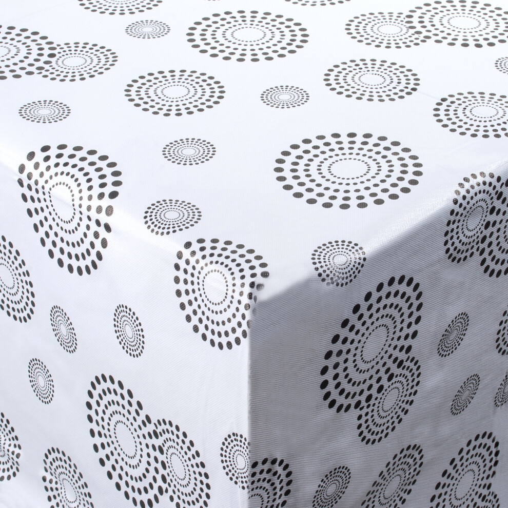 (Black Spirals) Large Wipeable Clean PVC Vinyl Tablecloth Cover