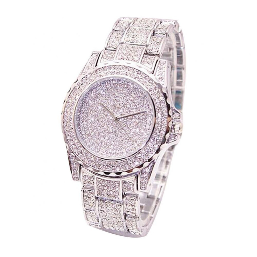 Hot Women's all rhinestone round quartz sports bracelet Quartz Watch Student Ladies Gift