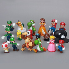 18 Pcs Super Mario mini Figura Muñeco de juguete Figuras de acción Colección Regalo
