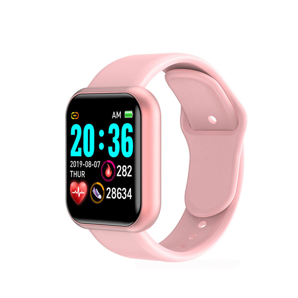 D20 Pro Smart Watch Men Women Sport Bluetooth Wristband Blood Pressure Count Monitoring Heart Rate Fitness Bracelet Tracker Y68 Pink 885653421309