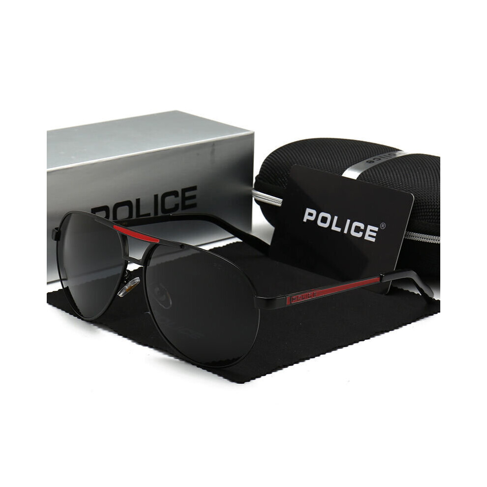 ( Black) Men's HD Polarized PL Sunglasses With Box Classic Driving Police Glasses