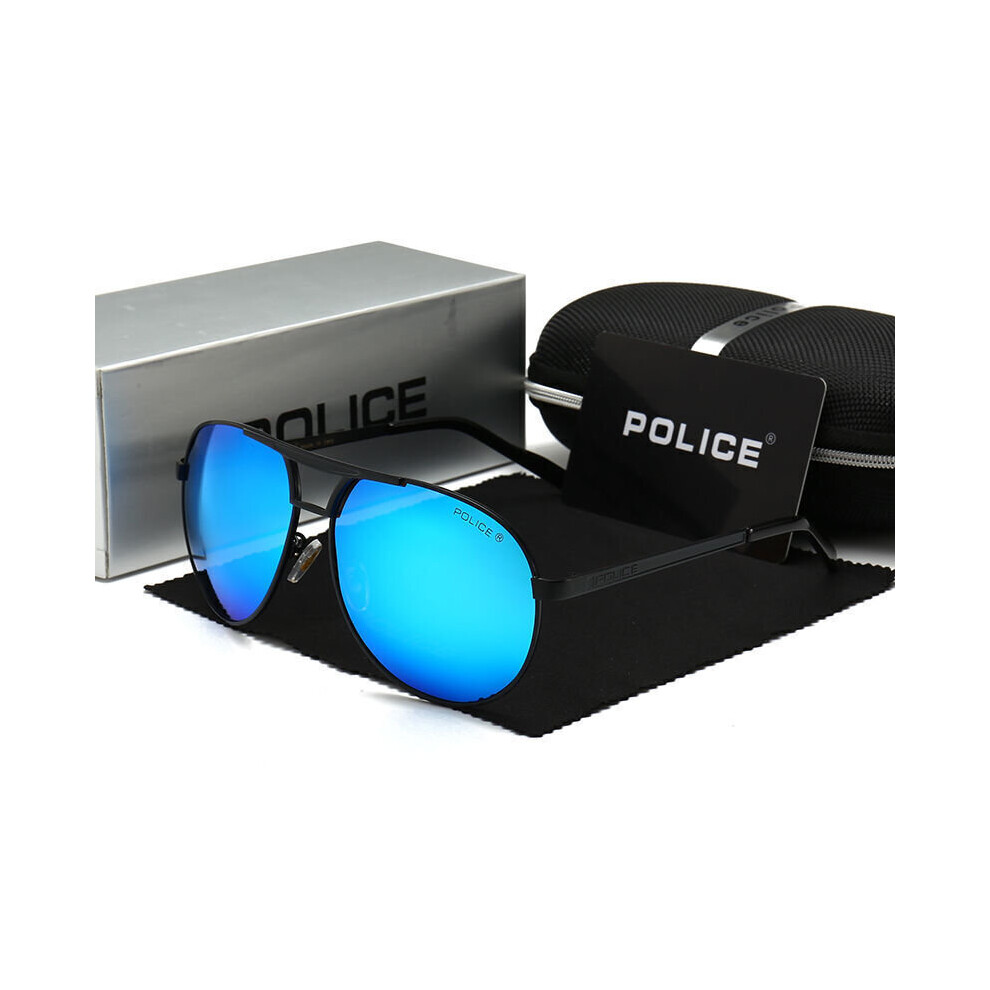 ( Blue) Men's HD Polarized PL Sunglasses With Box Classic Driving Police Glasses