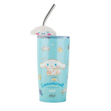 (Cinnamoroll) Hello Kitty Kuromi Insulated Straw Cup 304 Stainless Steel Double Drink  Function