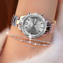 Ladies Quartz Wrist Watches Dress Watch Women Crystal Diamond Watches Stainless Steel Silver Clock Women Montre Femme