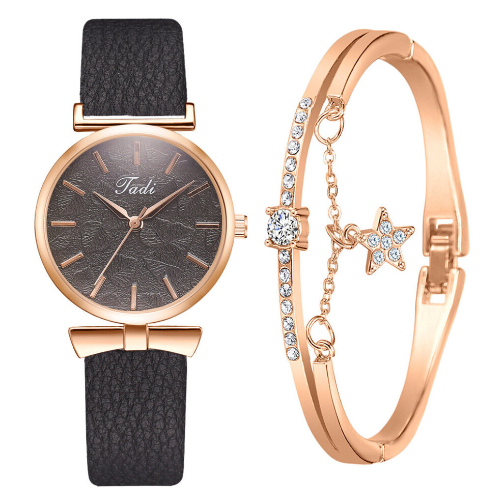 Ladies Watch+Bracelet Women's Watches Quartz Watch Ladies Casual Belt Watch Ladies Dial Quartz Clock Watch Multicoloured