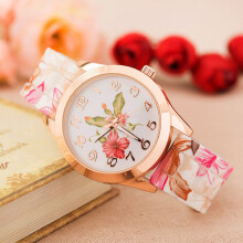 women flower decor Wristwatch Women's Girl Watch Printed Flower Causal Quartz Wristwatches Watch Women Watches