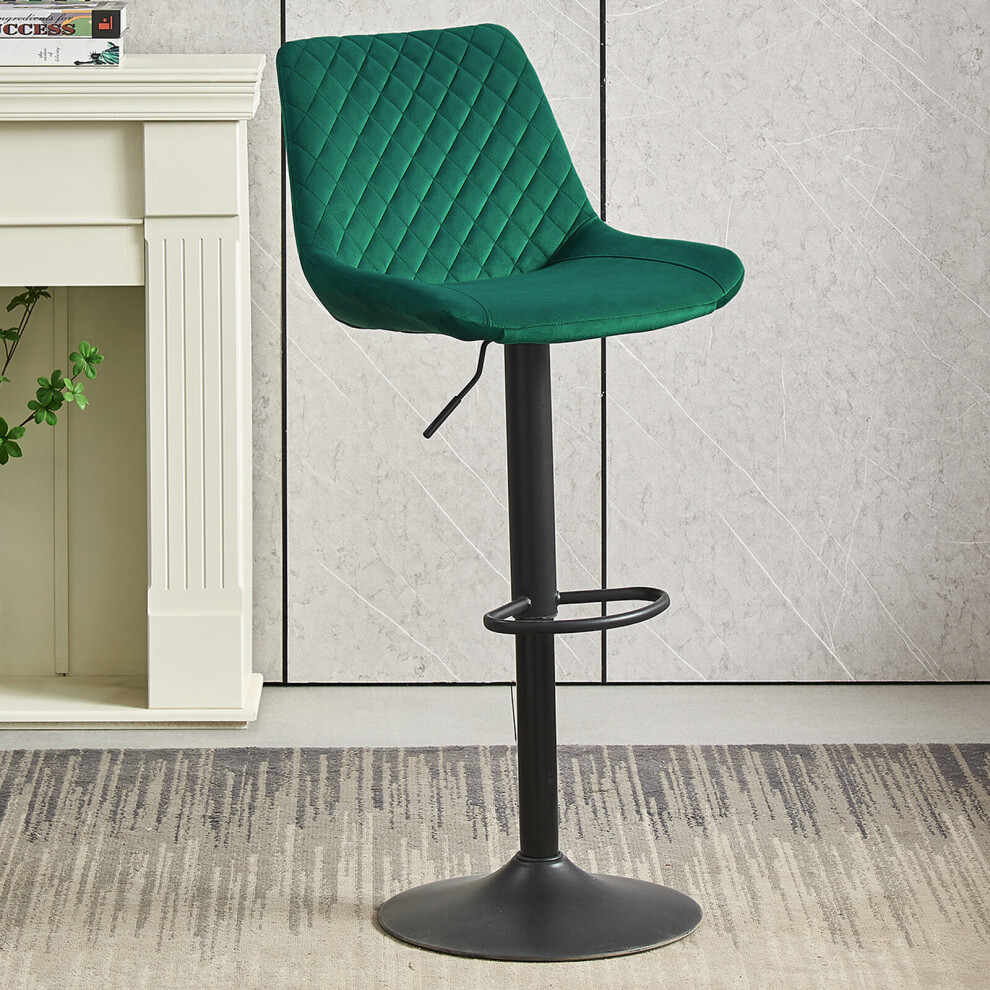 (1, GREEN) 1X2X Bar Stools PU/ Velvet Breakfast Stool Chairs