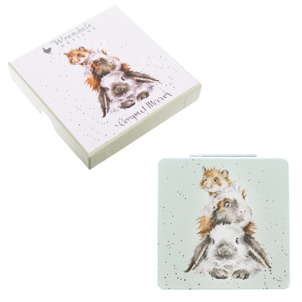 Wrendale Designs 'Piggy In The Middle' Guinea Pigs Compact Mirror | Boxed Gift