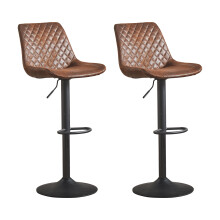 (2, BROWN) 1X2X Bar Stools PU/ Velvet Breakfast Stool Chairs