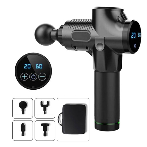 Black Electric Body Massager With LCD Display | Handheld Massage Gun