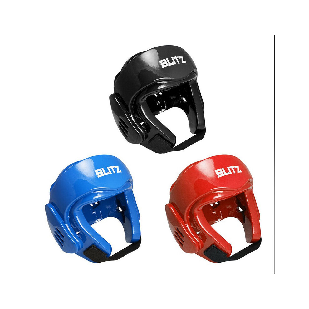 (Blue, Medium) Blitz Sports Double Padded Dipped Foam Head Guard