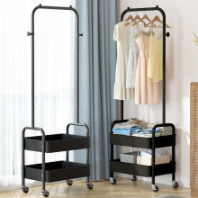 (Black) Metal Clothes Rack Stand with Shoe Storage Freestanding Hall Tree on Wheels
