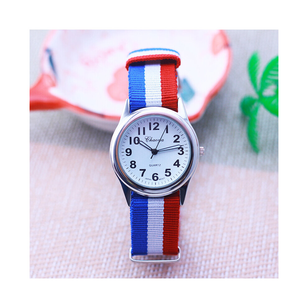Chaoyada Women Man Boys Girls Stripe Canvas Strap Wrist Watches Children Students Digital Clock For School Test-image-OPC-PBTC72B-NEW