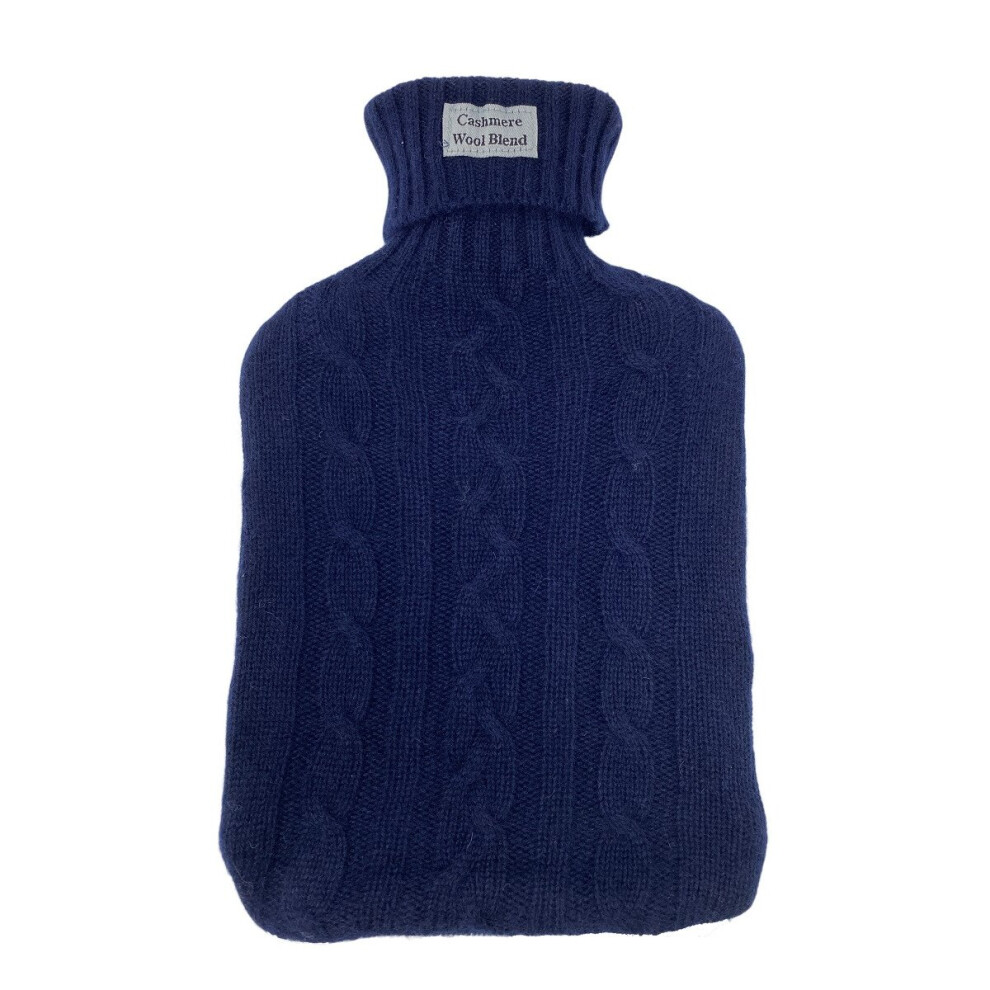 Vagabond Blue Cashmere Cable Knit 2L Hot Water Bottle
