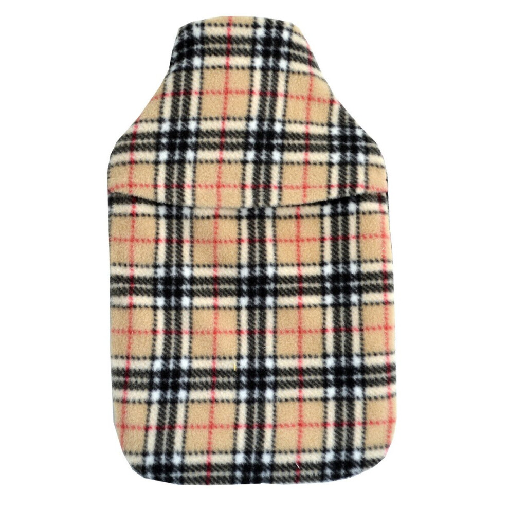 Vagabond Beige Tartan Check Fleece 2L Hot Water Bottle