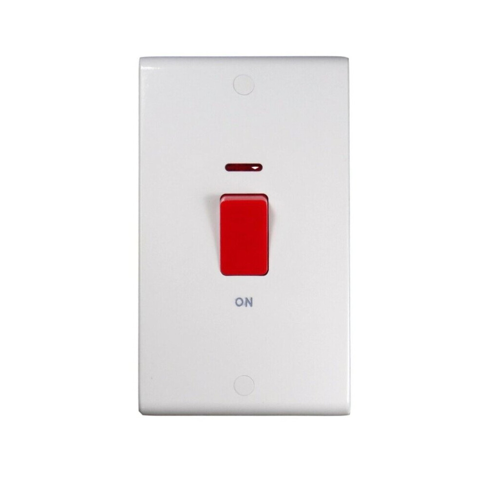 Deta S1301p Double Pole Switch With Neon 2 Gang - 50 Amp 5029163113018