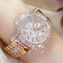 Women's Quartz Diamond Watch - Rose Gold Crystal Wristwatch, Elegant Ladies Jewelry with Rose/Gold/Silver Band