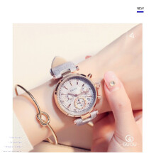 Women Waterproof Six-pin Calendar Leather Quartz Ladies Dress Watches Bracelet Girl Gift Clocks