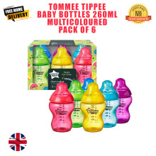 Tommee Tippee Baby Bottles 260ml Multicoloured Pack of 6