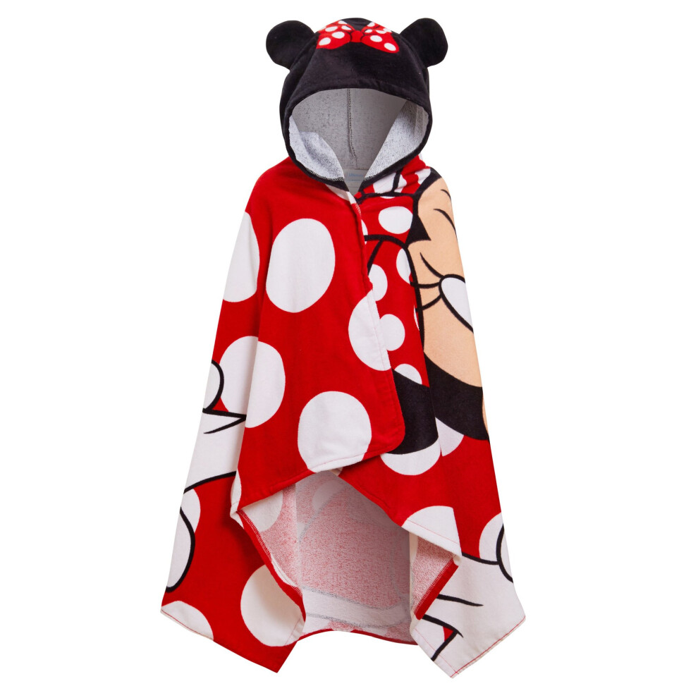 (One Size) Disney Minnie Mouse Hooded Towel Girls Poncho Kids Beach Bath Towel Swim Robe