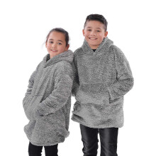Grey Teddy Fleece Reversible Sherpa Hoody