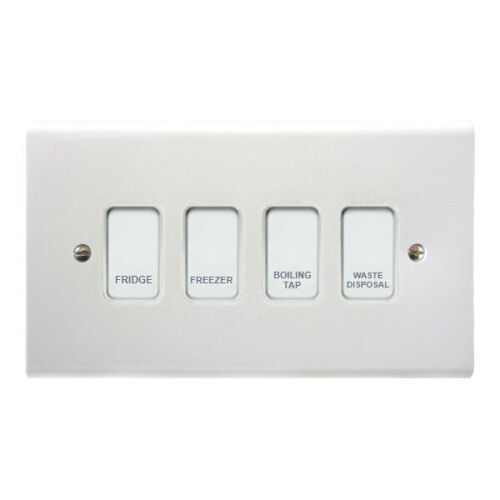 Deta Customised Grid Switch Kitchen Control Panel - 4 Gang (White)