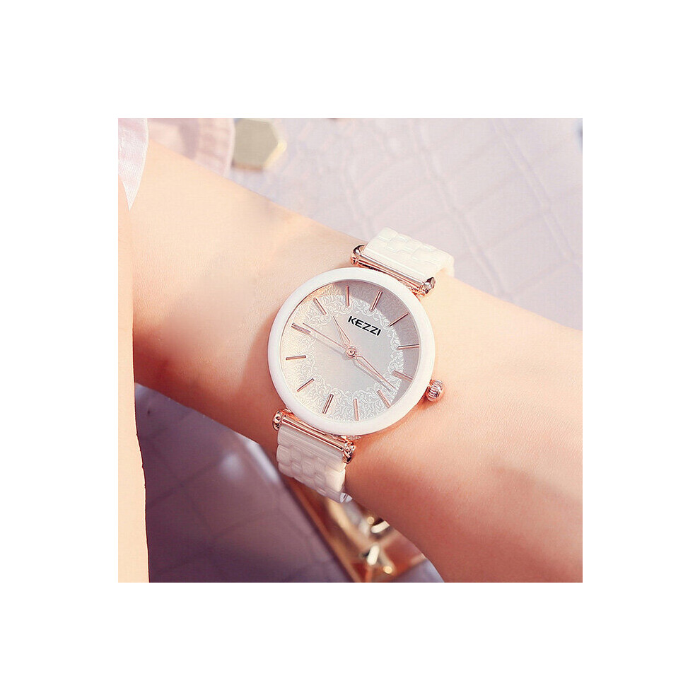 Kezzi Ceramic Watches Flower Quartz Watch Waterproof Bracelet Wristwatch For Women Clock Montres Femmes Multicoloured