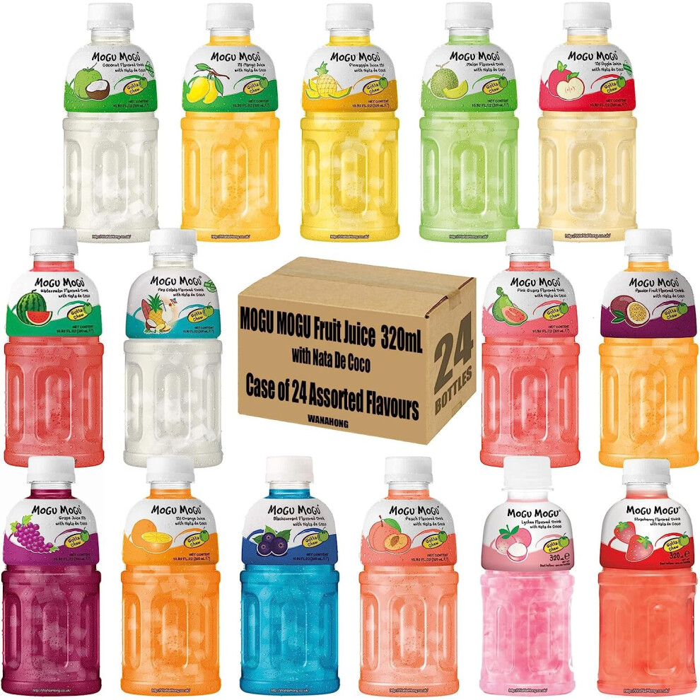 MOGU MOGU Assorted Fruit Juice with Nata De Coco 320mL (24 Bottles) 