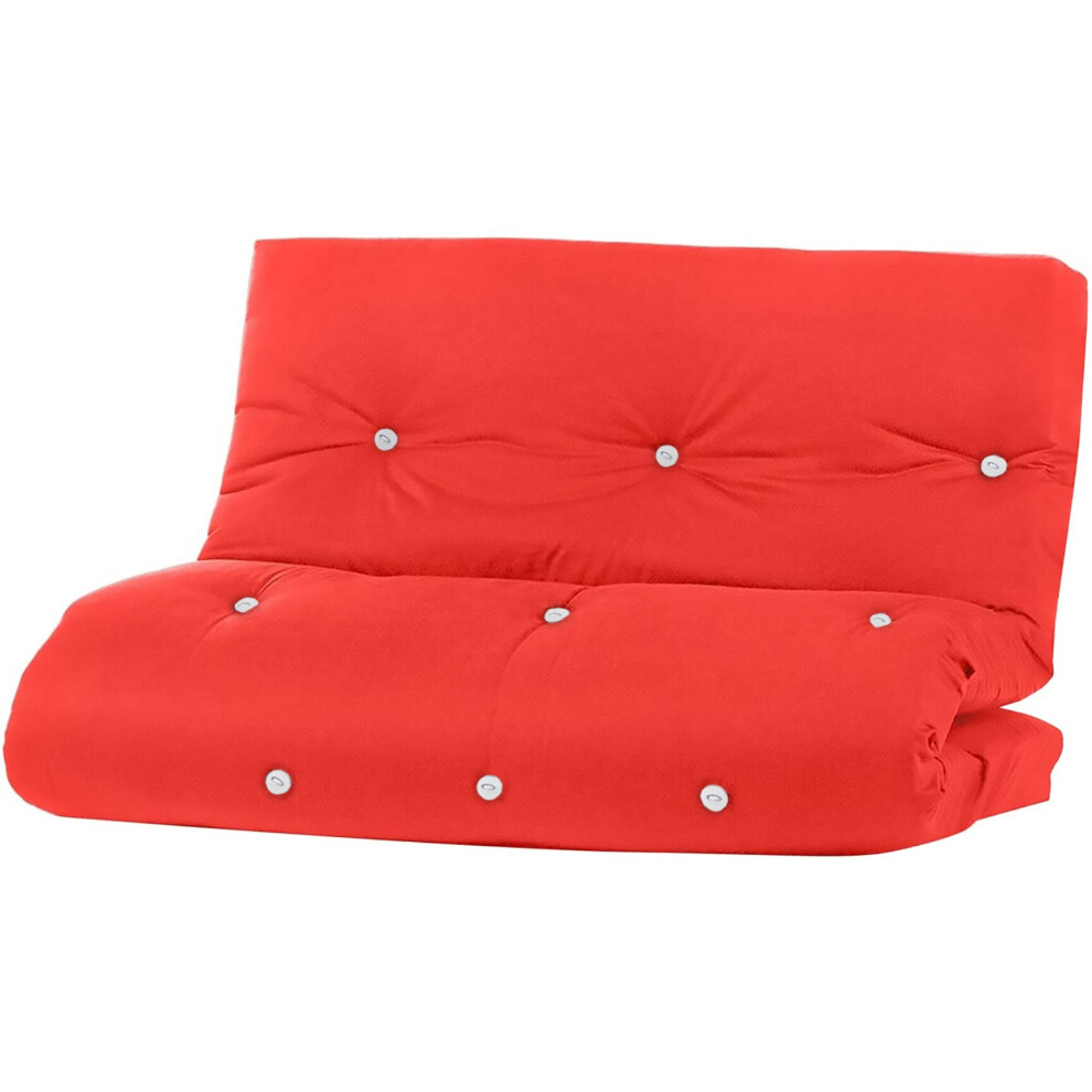 (RED   ) 3 Seater Fibre Filled Futon Mattress