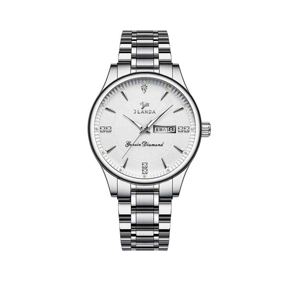 Hot Explosive Non-Mechanical Men's and Women's Quartz Watch Dual Calendar Luminous Stainless Steel-image-OPC-PBTCSXK-NEW