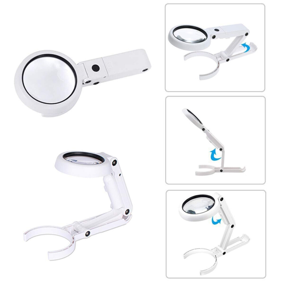 5X Reading Magnifying Glass With 8 Led Handheld Magnifying Glass Desktop Magnifying Glass For Seniors Reading