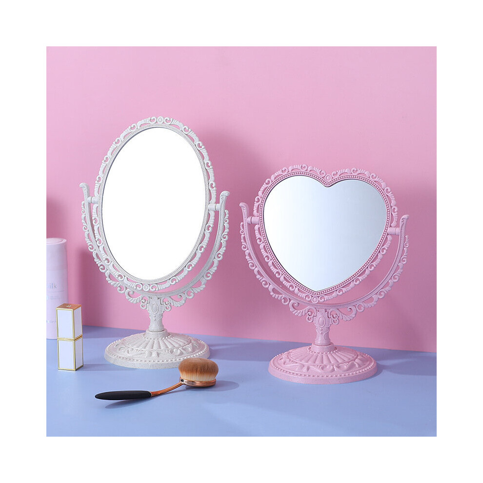 2 Sides Heart Shape Rotating Mirror- pink