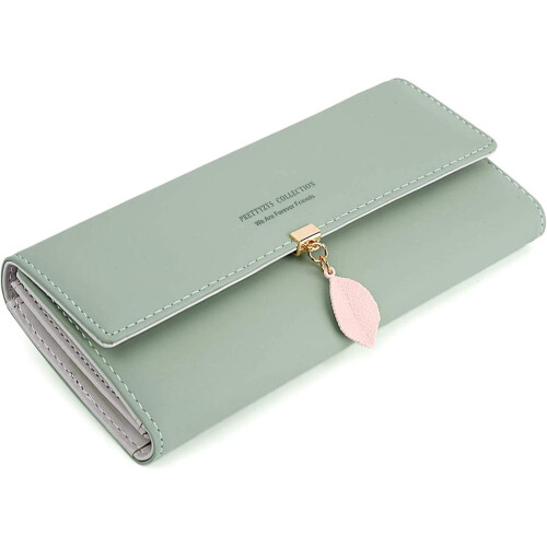 Large women's leather wallet, large capacity women's wallet, elegant women's wallet, long leather women's wallet with cell phone compartment