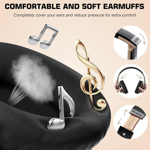 Wireless Headphones Over Ear, [40 Hrs Playtime] 2