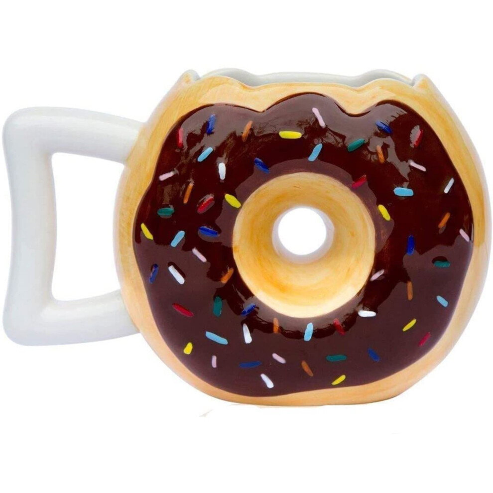 Ceramic Donut Mug - Best Cup For Coffee, Tea, Hot Chocolate And More Funny Coffee Mug Gift - Brown