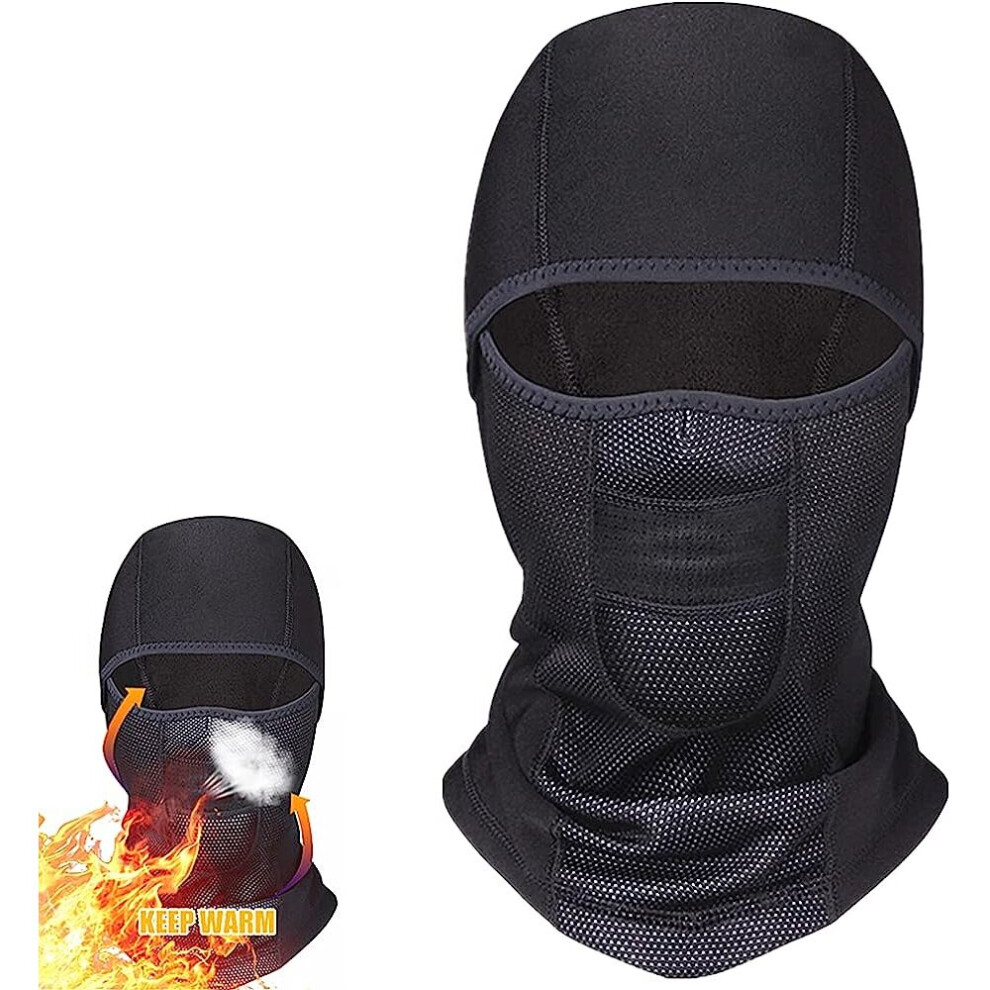 Motorcycle Ski Face Mask Fleece  Headwear Neck Warmer Windproof Waterproof Head Cover for Skiing Cycling Motorbike. Black