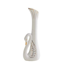 Ceramic Swan Vase Home Decor Flower Vase Pot Room Decoration Home Furnishing Decoration (White)