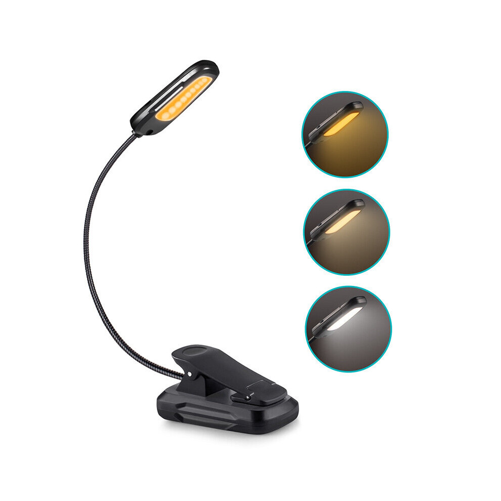 Reading Light 16 LED Reading Light Clip Lamp USB Rechargeable 3 Color Temperature,for Bed, Book, Night Light and Bedside Lamp