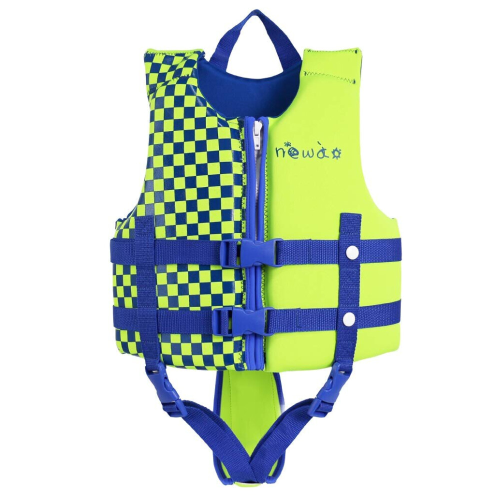 Kids Swim Vest Float Training Learning Swimming Buoyancy Vest Swimwear Floating Swim Vest (Check Yellow) 5-6 Years/19-23kg