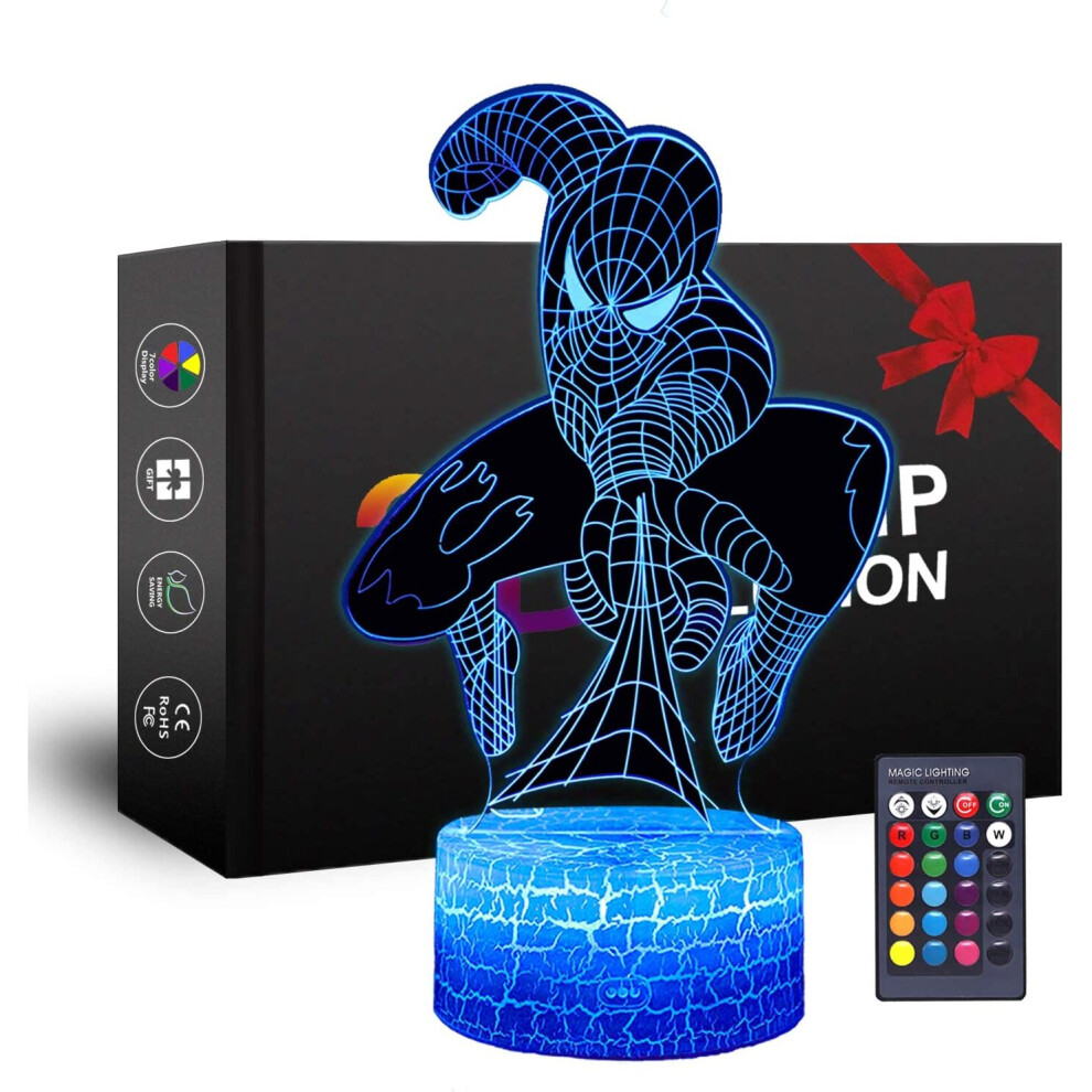 Superhero 3D Night Light, Spiderman Toys for Boys