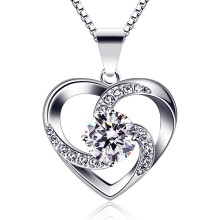 Women Necklace 925 Sterling Silver Crazy Love Pendant Necklaces